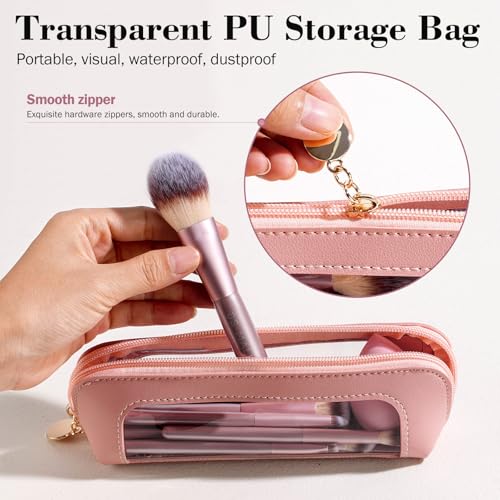 BS-MALL Matte Gold Pink 14-Piece Makeup Brush Set with Travel Case