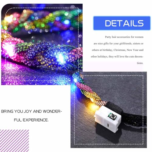 ACEDRE Light Up Rhinestone Headband LED Crystal Rave Hair Accessory