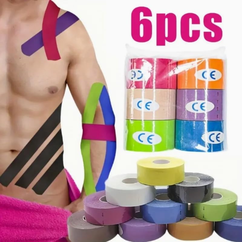 Kinesiology Tape - 6 Pcs Waterproof Athletic Bandage for Muscle Recovery | Pain Relief Strapping