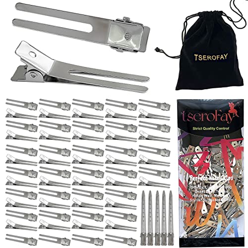 TseroFay 65 Pcs Small Double Prong Metal Hair Clips for Styling & Dreadlocks