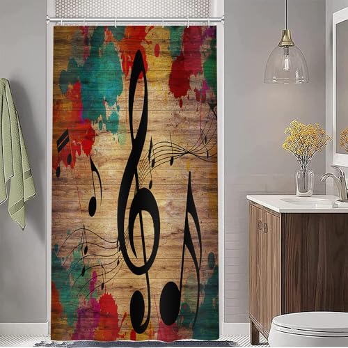 Colorful Musical Notes Shower Curtain - 36x72 Water Repellent Decor