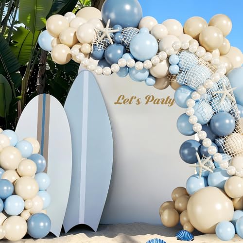 Blue Beach Balloon Arch Kit - 140Pcs Ocean Theme Party Decor