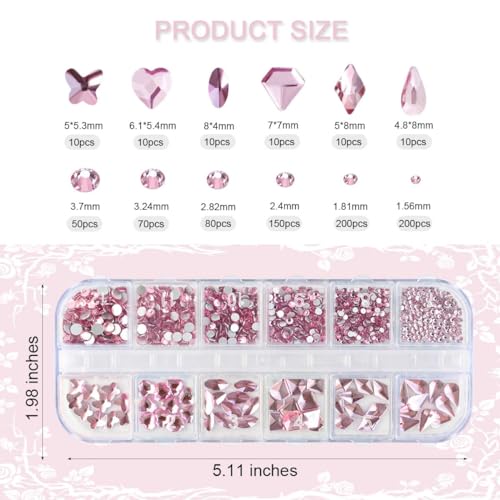 810-Piece Multi-Shaped Nail Rhinestones Set for Nail Art & Crafts