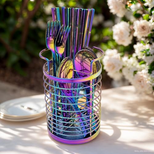Rainbow Makeup Brush Holder Organizer with 4 Slots - Versatile Storage for Brushes, Pens, and Utensils