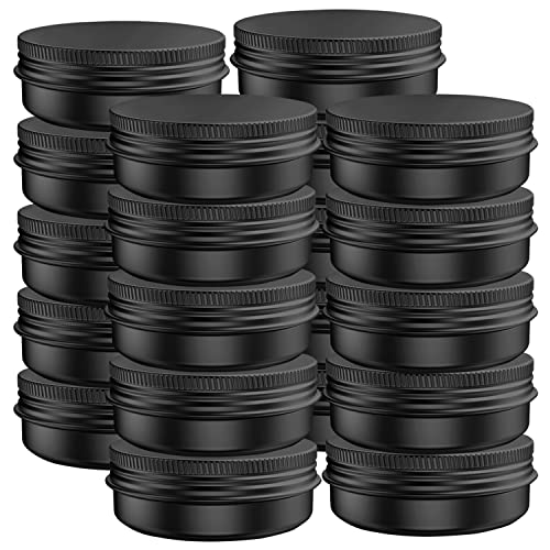 20 Pcs 0.5 Oz Aluminum Lip Balm Jars 15ml Black Screw-Top Containers