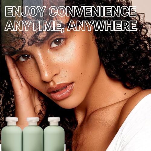 ASEVAT Green 13.5oz Refillable Travel Shampoo & Conditioner Bottles, 4 Pack