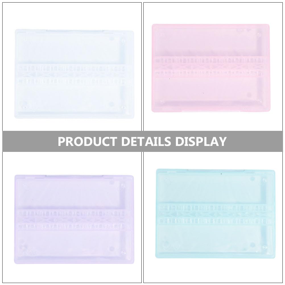 FOMIYES Nail Drill Bits Cases Nail Drill Box Manicure Case: 4pcs 14 Grids Nails Drill Bits Storage Box Nail Polishing Heads Display Container Holder for Grinding Heads Drill Storage Box