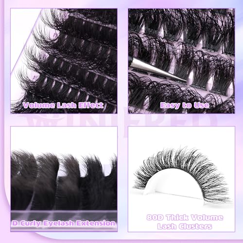 Winifred Wispy Volume Cluster Eyelash Extensions 240pcs - D Curl Mink Lashes