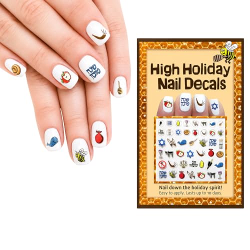 Rite Lite Rosh Hashanah Nail Decals - Jewish New Year Holiday Manicure Stickers, Set of 44