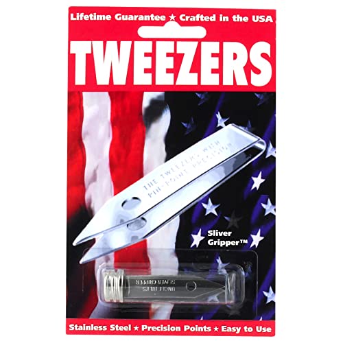 Uncle Bill's Silver Gripper Tweezers - Precision Stainless Steel, Reusable, USA-Made