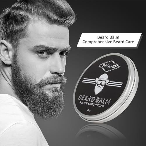 RAQEHO 2oz Beard Balm for Men - Mustache Wax & Styling Butter with Shea & Sandalwood (Pack of 1)