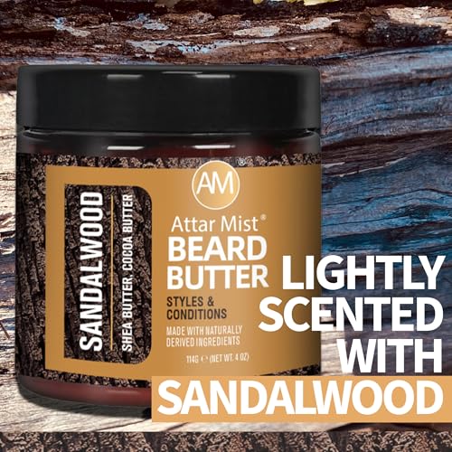 AM Beard Softening Butter with Sandalwood Scent - 4oz Moisturizing Beard Balm