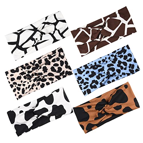 Women's Wide Non-Slip Animal Print Headbands - 6 Pack Boho Hair Accessories