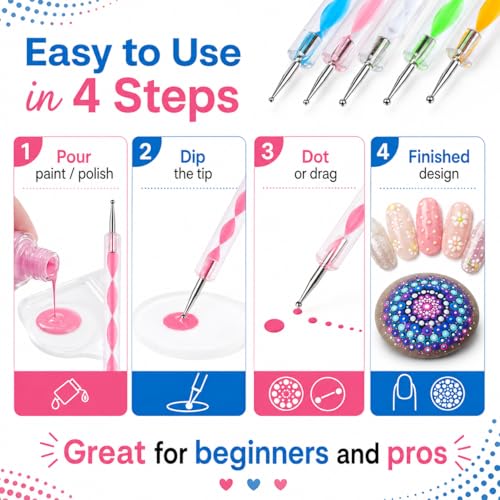 ABenkle 10-Piece Dotting Tools Set for Nail Art & Crafts