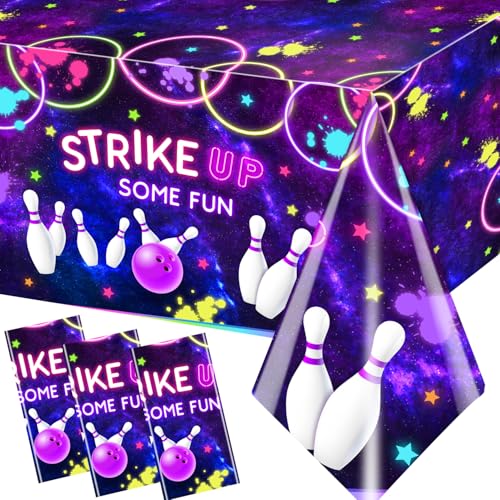 Bowling Birthday Tablecloths - 3 Pack Disposable Plastic Covers