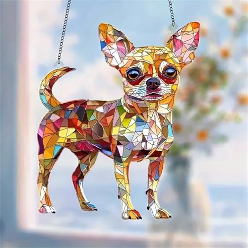 Chihuahua Dog Hanging Ornament - 2D Acrylic Suncatcher for Windows