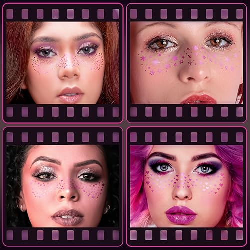 Rose Glitter Freckles Face Tattoo Patches - 6 Cute Sheets