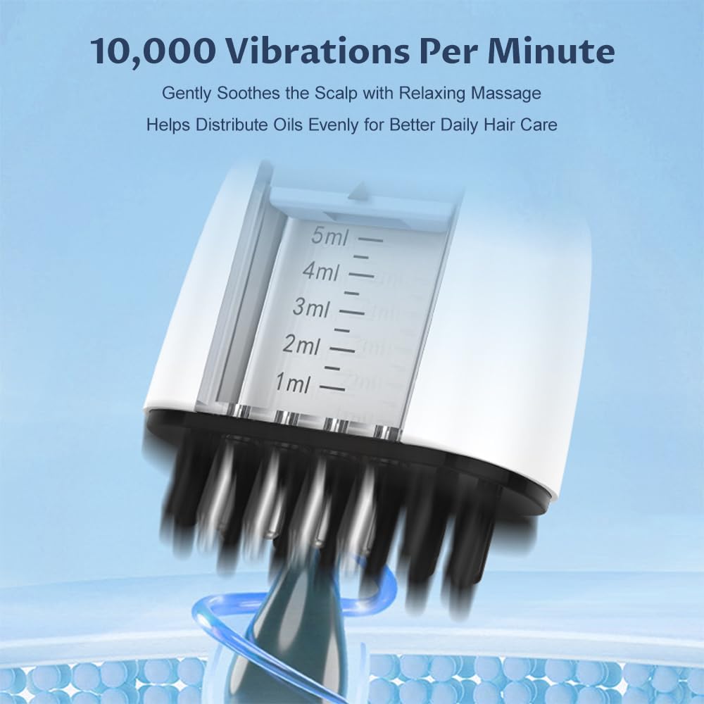 Red Light Scalp Applicator Comb - Electric Massager for Hair Oil & Serum | Vibrating Treatment Brush with Storage Bag