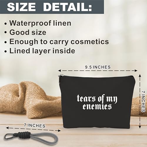 Gothic Tears Of My Enemies Makeup Bag with Hand Strap - Waterproof Cosmetic Organizer for Women
