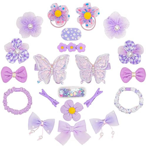 26pcs Purple Flower Hair Clips Set for Girls - No Slip Barrettes