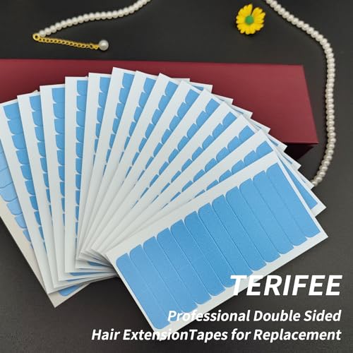 180PCS Double Sided Hair Extension Tape - 1.57 x 0.31 Inch Blue
