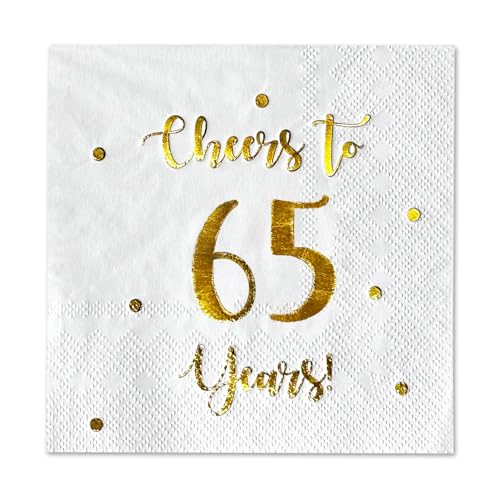 Cheers to 65 Years Cocktail Napkins - 50-Pack 3-Ply Party Supplies