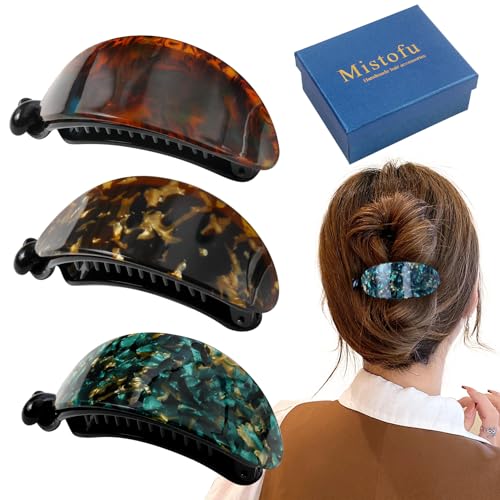 Mistofu Amber 02 French Curved Hair Clip No Slip Strong Grip for Thick & Medium Hair
