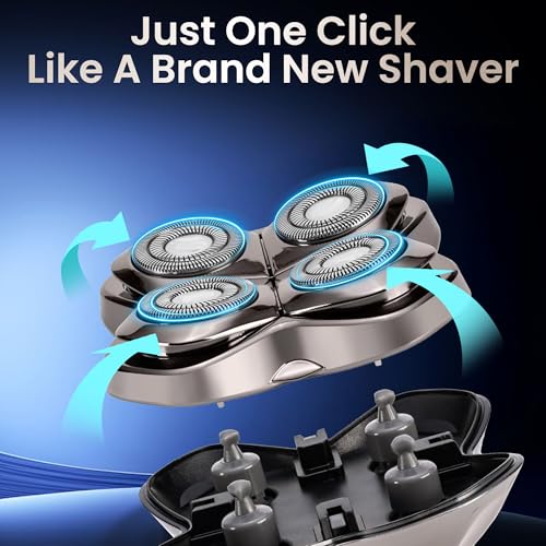 Krytonix Silver P2 2-Pack Pro 4D Shaver Replacement Blades for Skull Shaver