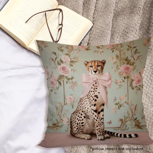 Vintage Chinoiserie Cheetah Throw Pillow Cover - 18x18