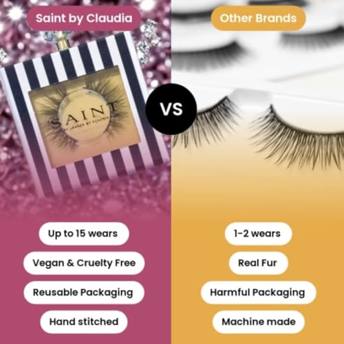 Saint by Claudia Reusable Faux Mink Eyelashes - Natural, Cat Eye Style, Up to 15 Uses