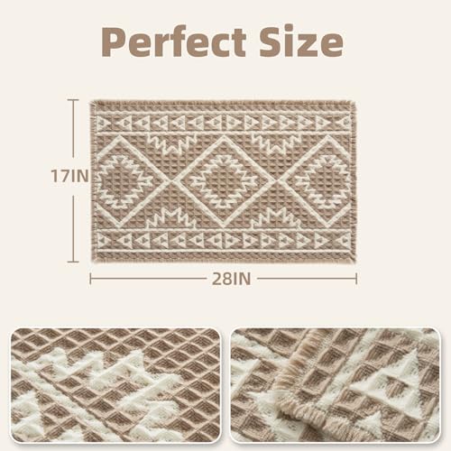 PADOOR Waffle Bath Mat - Super Absorbent, Non-Slip, 17"x28"