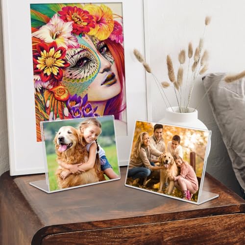 6 Pack Clear Acrylic 6x4 Inch Self Standing Picture Frames