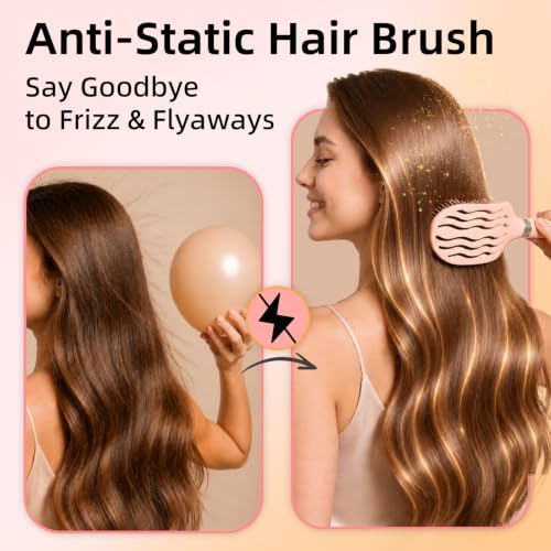 RHOS Curved Vented Detangling Hair Brush - Anti-Static Blow Dry Brush