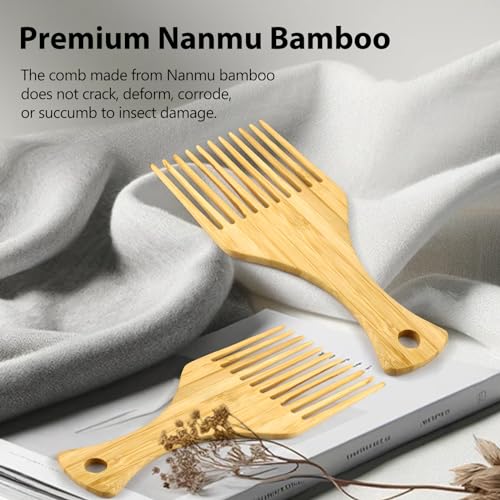 Bamboo Comb Set for Afro Hair - Eco-Friendly Detangling Picks