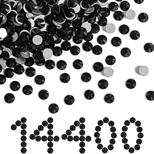 Beadsland Jet Black Flatback Glass Rhinestones, SS10 2.8mm, 14400pcs