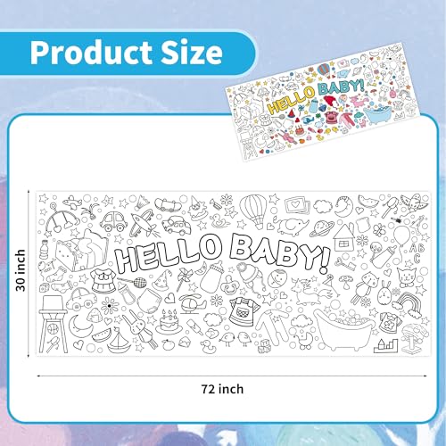 Giant Baby Shower Coloring Poster Tablecover - 30" x 72"