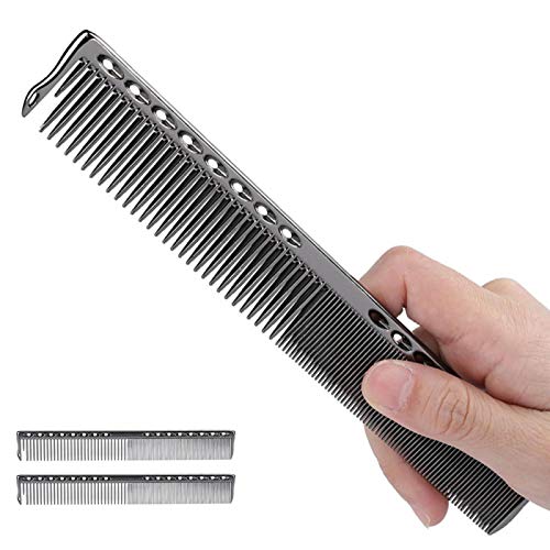 Tomotato 2-Piece Stainless Steel Hair Cutting Comb for Barber and Salon Use