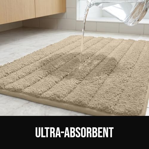 GORILLA GRIP Memory Foam Bath Mat - Ultra-Absorbent, Machine Washable, 24x16, Beige