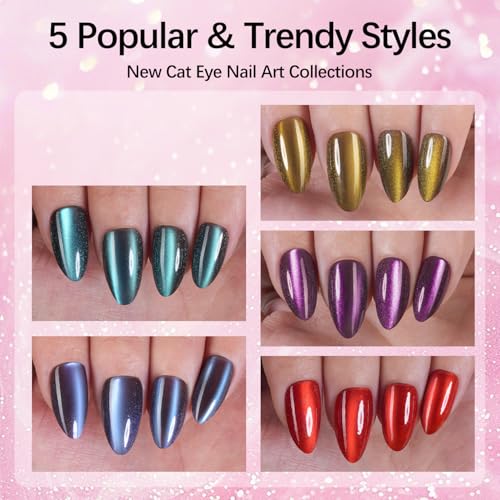 Vansiho 150Pcs Medium Almond Cat Eye Press On Nails - Medium Almond Cat Eye