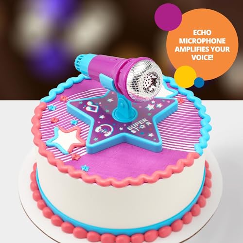 DecoSet Super Star Cake Topper with Echo Microphone - Reusable Birthday Decoration