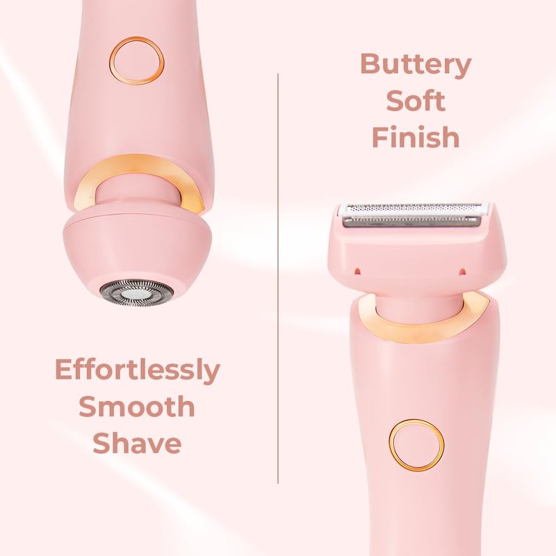Women Intimate Shaver, Body Groomer Dual Head Bikini Trimmer 2 in 1 Electric Razors Cordless Dry/Wet Use for Pubic Hair, Armpit, Facial Hair Painless Removal Waterproof Rechargeable, for Underarm Leg