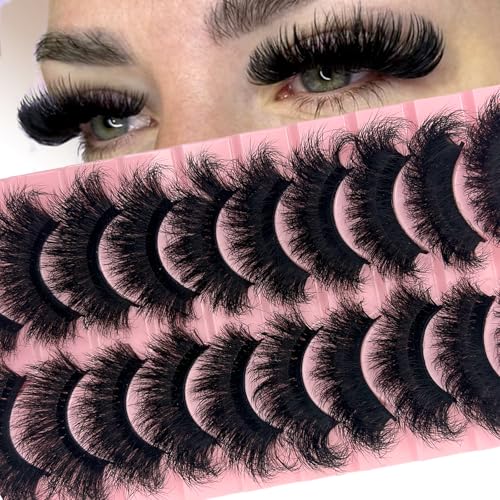 SISIYDY Dramatic Thick 3D Fluffy Mink Lashes 20mm, 25mm Long Fake Eyelashes - 10 Pairs