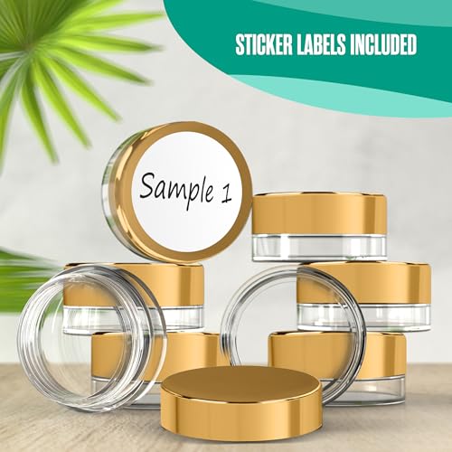 Houseables 3g Cosmetic Sample Jars - 50 Pack Mini Refillable Containers