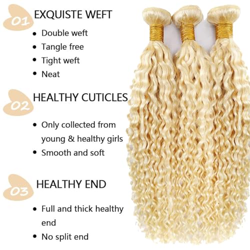 Habiliana 613 Blonde Jerry Curly Human Hair Bundles - 11A Virgin Brazilian