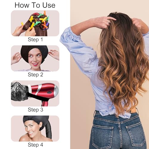 42-Piece Flexi Rod Hair Curler Set with Hair Dryer Bonnet for Heatless Curls