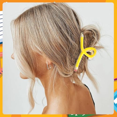 3-Pack Pencil Claw Clips for Teachers - Cute Hair Accessories
