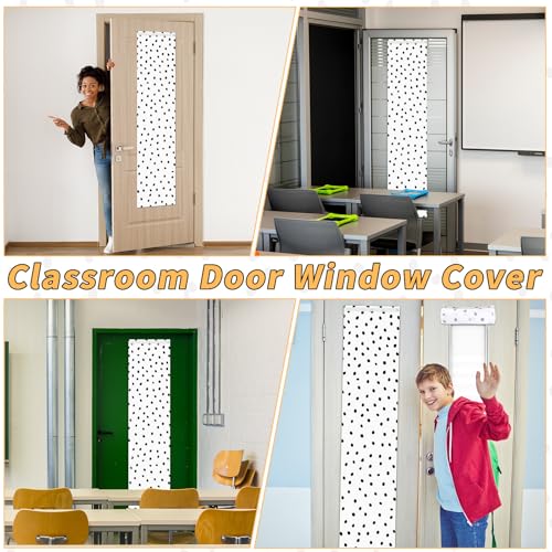 2-Pack Black Polka Dot Classroom Door Window Covers - 47x11in