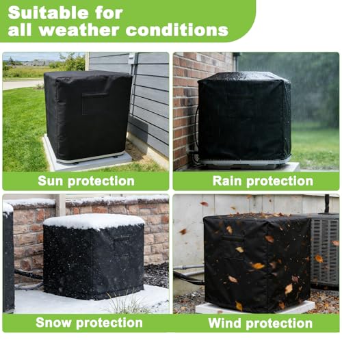 Waterproof Central Air Conditioner Cover - 34"x34"x30" - Windproof Outdoor Protection