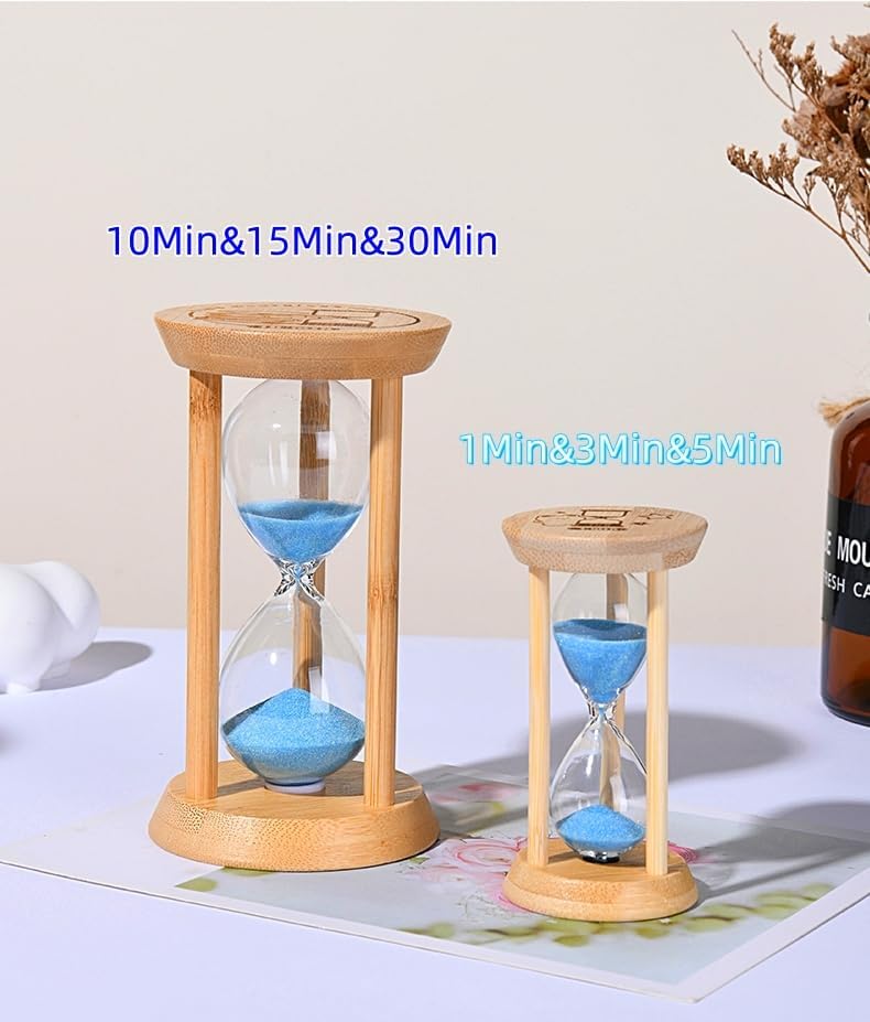 Bamboo Sand Timer - 15-Minute Hourglass Clock | Mini Gold Sand Watch for Kids & Office Decor