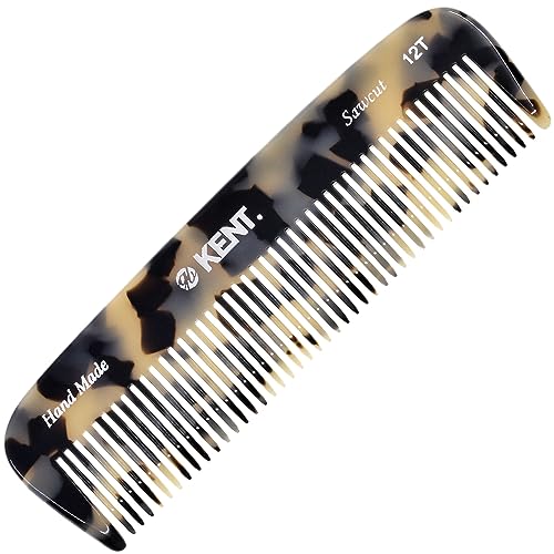 Kent 12T TW Pocket Comb White Tokyo - Handmade Wide Tooth Detangler for Men, Women & Kids